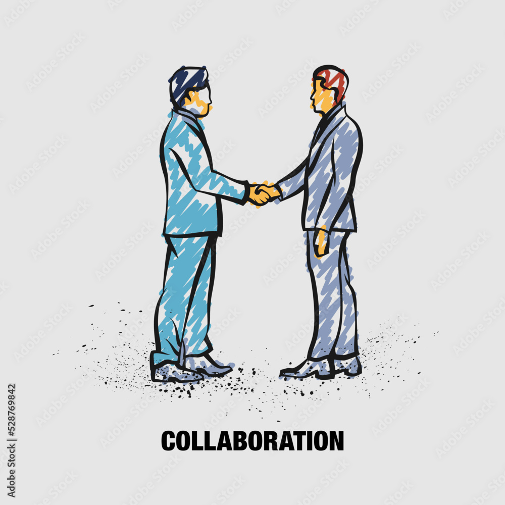 Two vector neon businessman handshaking. Vector outline Two vector neon businessman handshaking. Vector outline
