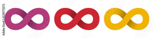 Infinity sign. Infinity symbol. Set of 3d icons. Vector clipart isolated on white background.