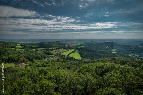 View from Varhost hill and lookout tower there for Ceske Stredohori mountains photo