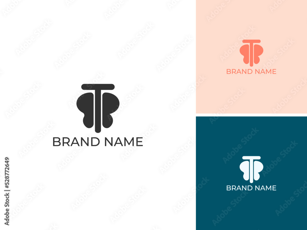 ILLUSTRATION LETTER T WITH BUTTERFLY MODERN TEMPLATE LOGO ICON DESIGN VECTOR