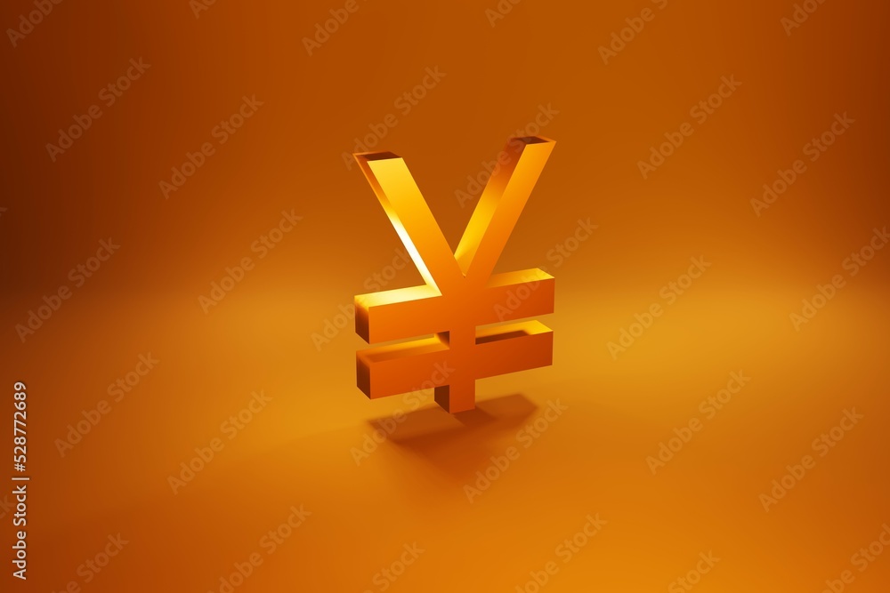 Fototapeta premium Yen currency gold symbol on golden background 3d render