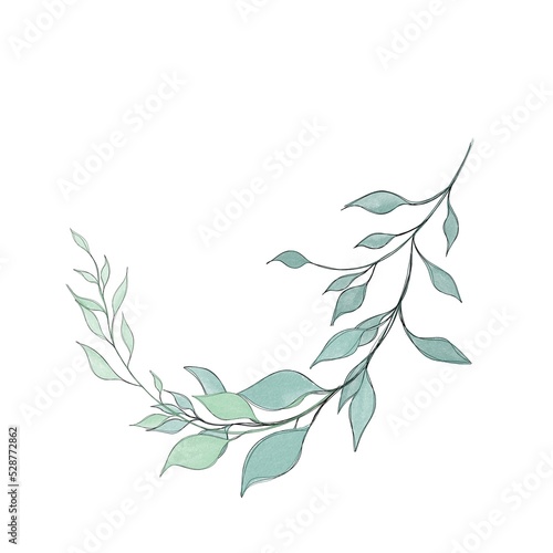 Hand drawn floral frames with flowers, branch and leaves. Elegant logo templa...