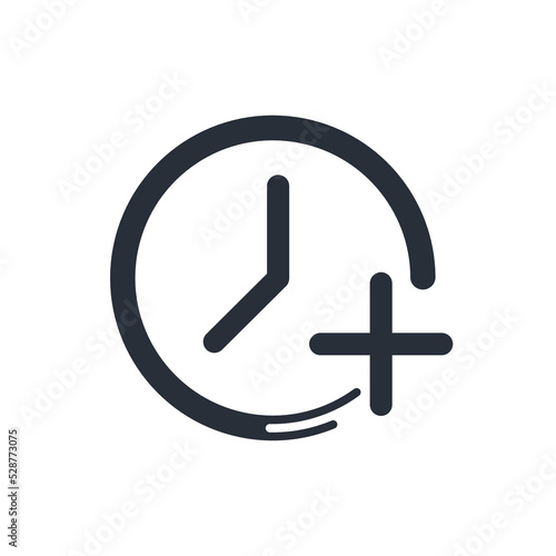 Add time. Plus hours. Vector linear icon isolated on white background.