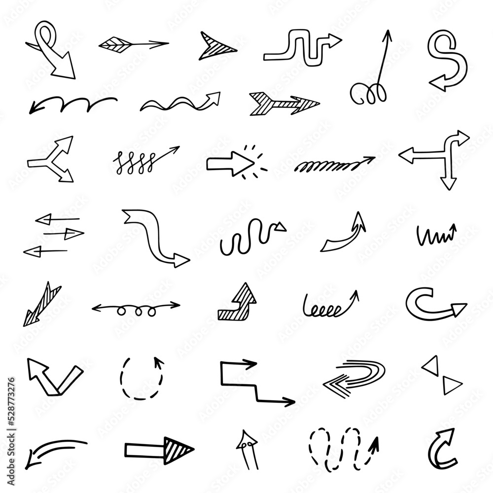 Vector set of hand drawn arrows, elements for presentation Vector set of hand drawn arrows, elements for presentation