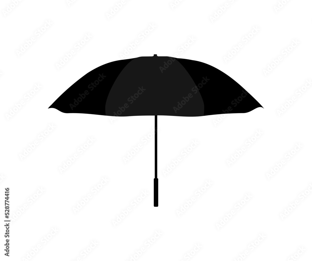 Umbrella, Parasol simple black logo design. Rain, weather, meteorology sign. Rain protection. For web design, mobile applications, and printing vector design and illustration.
