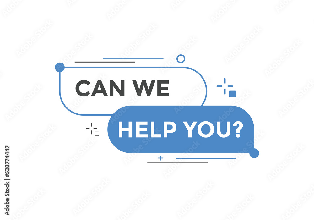 Can we help you button. We can help you sign speech bubble. banner label template. Vector Illustration
Can we help you button. We can help you sign speech bubble. banner label template. Vector Illustration