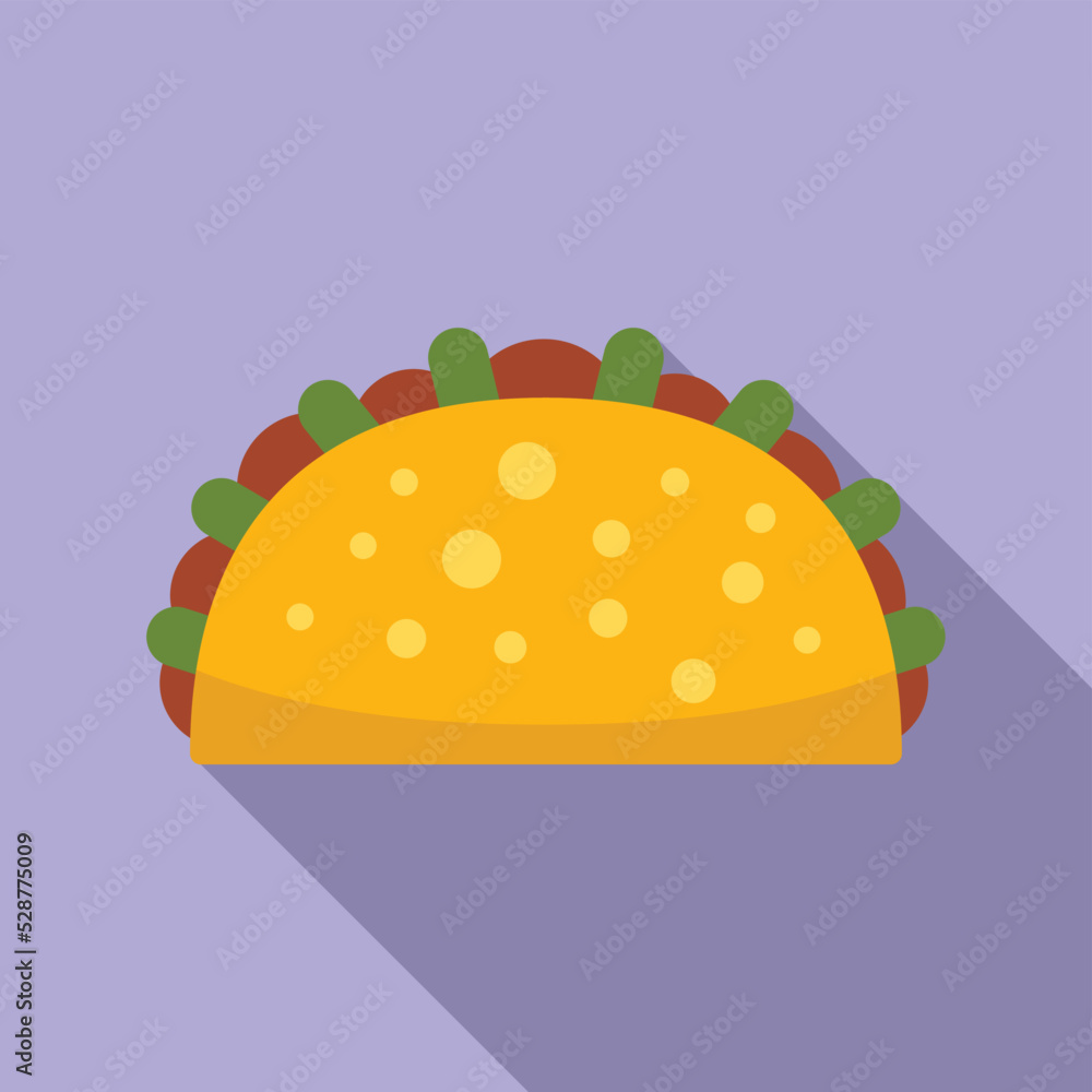 Taco food icon flat vector. Mexican food. Tacos menu Taco food icon flat vector. Mexican food. Tacos menu