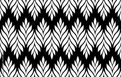 Geometric seamless pattern with leaves. Abstract floral background. Vector illustration.