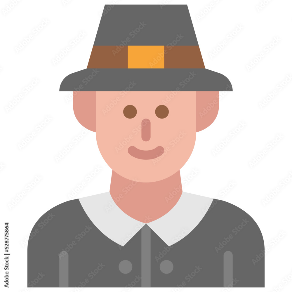 pilgrim man flat icon