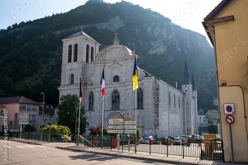 church of the town of Saint Claude in the Jura in France photo