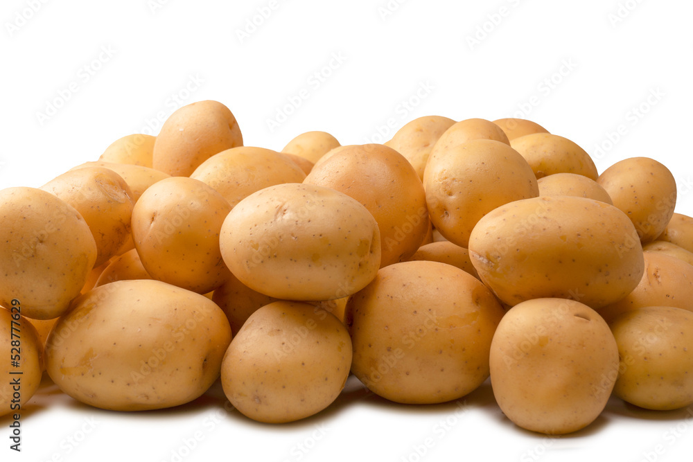 A group of fresh tasty potato isolated on white background. A group of fresh tasty potato isolated on white background.