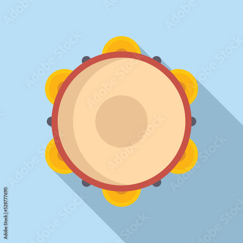 Art tambourine icon flat vector. Samba drum. Musical play