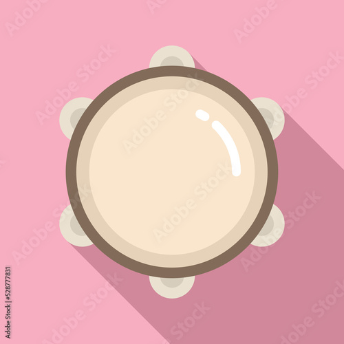 Concert tambourine icon flat vector. Music drum. Musical sound