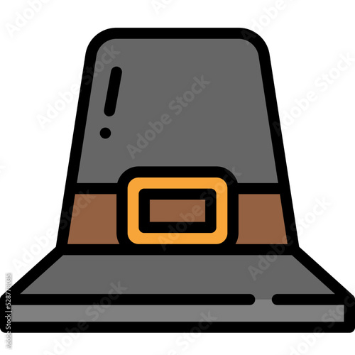 pilgrim hat filled outline icon