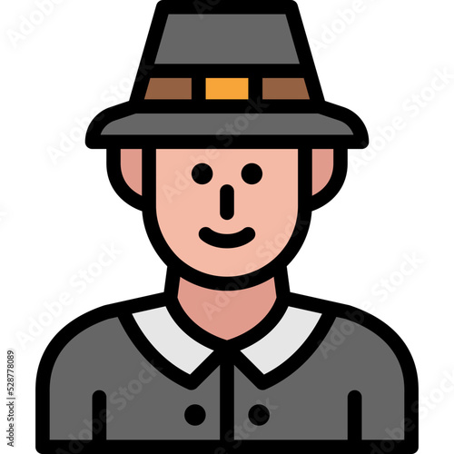 pilgrim man filled outline icon
