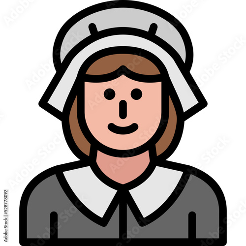 pilgrim woman filled outline icon