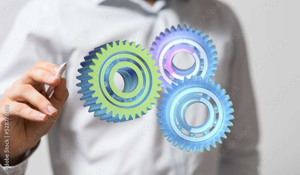 gear Futuristic in Industry 4.0 and business virtual diagram gear Futuristic in Industry 4.0 and business virtual diagram