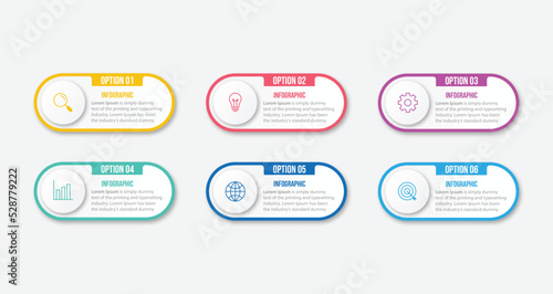 Business infographic design template with number 6 option. Vector illustration.