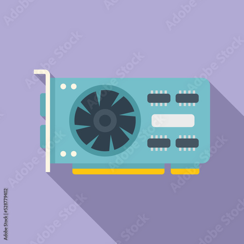 Pci gpu card icon flat vector. Pc video. Cpu chip