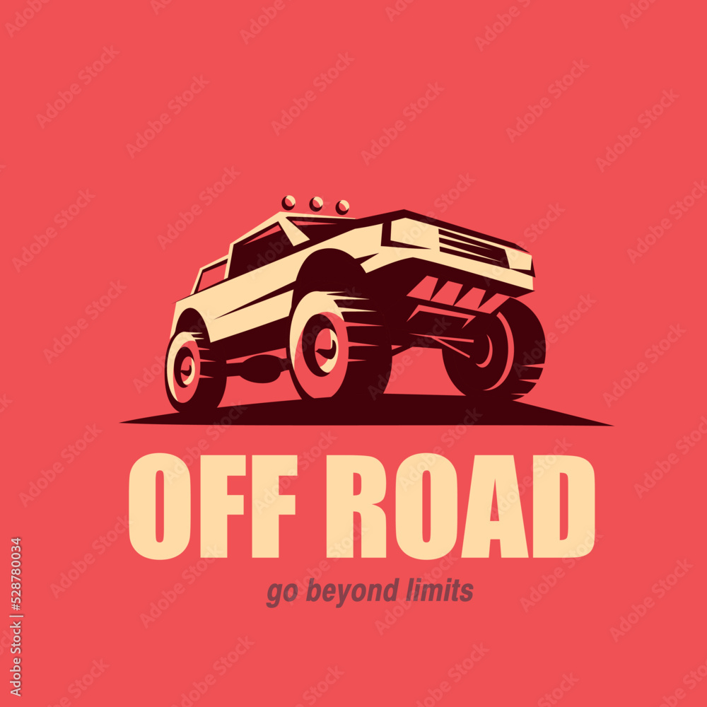 off road car stylized vector symbol, offroader logo template