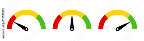 Colour speedometer set. Vector illustration