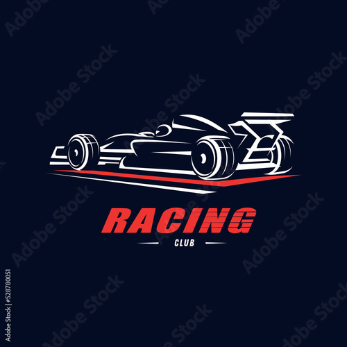 formula one bolide stylized vector symbol, outlined sketch