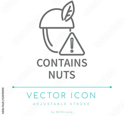 Contains Nuts Warning Line Icon