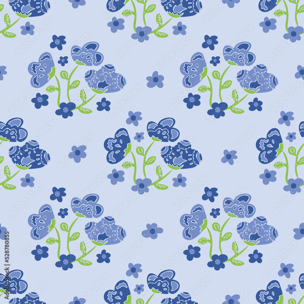 Fototapeta premium Vector seamless pattern with bouquets of flowers. Fancy design with decorative flowers.
