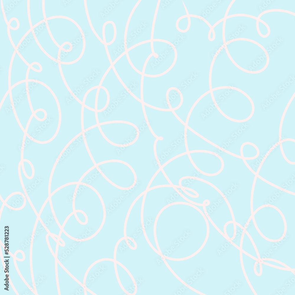 Swatch with pattern of doodle loops. pink lines on a blue background Swatch with pattern of doodle loops. pink lines on a blue background