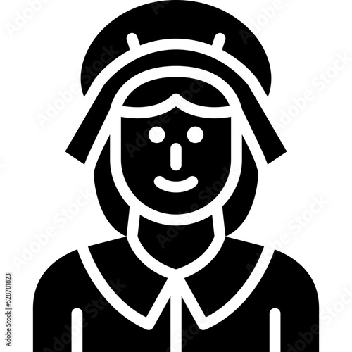 pilgrim woman solid icon