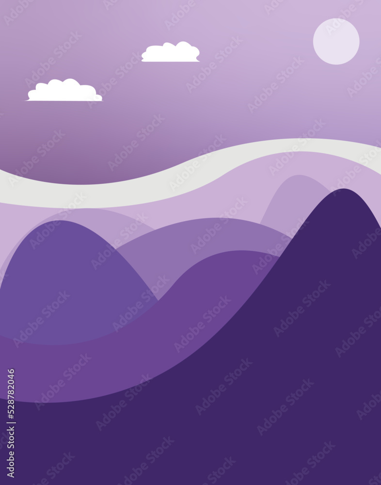 Vector illustration of purple mountains. Print or wall painting for the kid room. Vector illustration of purple mountains. Print or wall painting for the kid room.