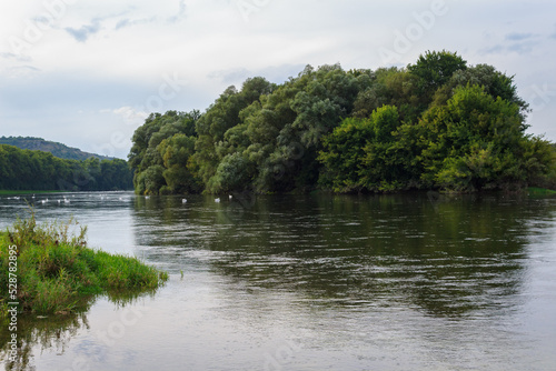 Wide river. Eastern european background with copy space for text or lettering. Ideal for fishing and rafting.