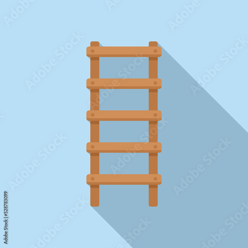 Worker ladder icon flat vector. Wood stand. Indoor stand