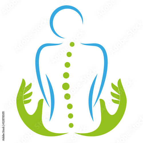 Person und Zwei Hände, Orthopädie, Chiropraktiker, Massage, Logo, Icon