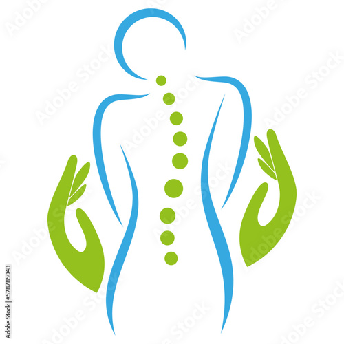 Person und Hände, Orthopädie, Chiropraktiker, Logo