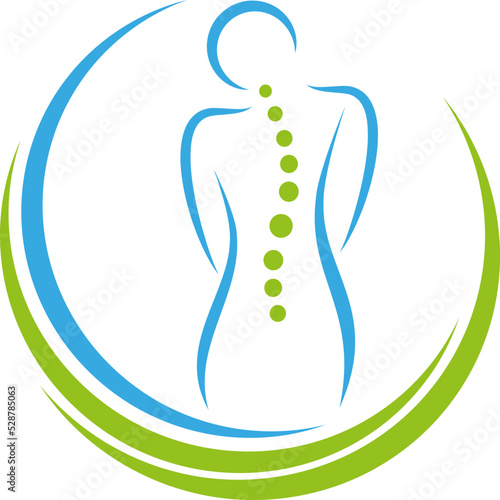 Person und Wirbelsäule, Orthopädie, Chiropraktiker, Logo, Icon	