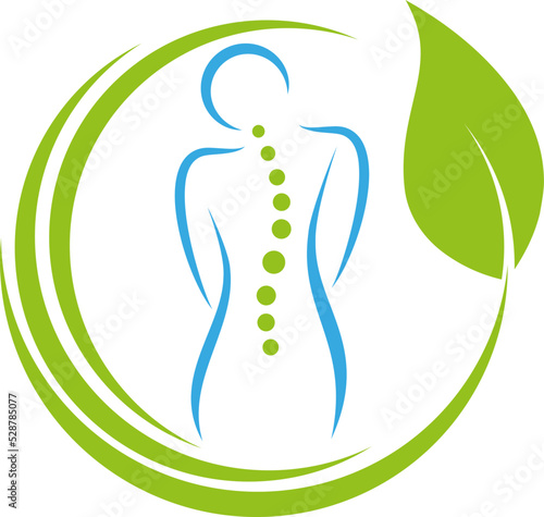 Person und Blatt, Orthopädie, Chiropraktiker, Heilpraktiker, Logo, Icon	

