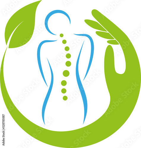 Person und Hand, Orthopädie, Chiropraktiker, Massage, Logo, Icon