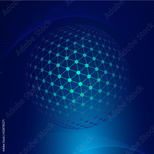 Blue abstract 3d globe with globe halftone effect like cosmos