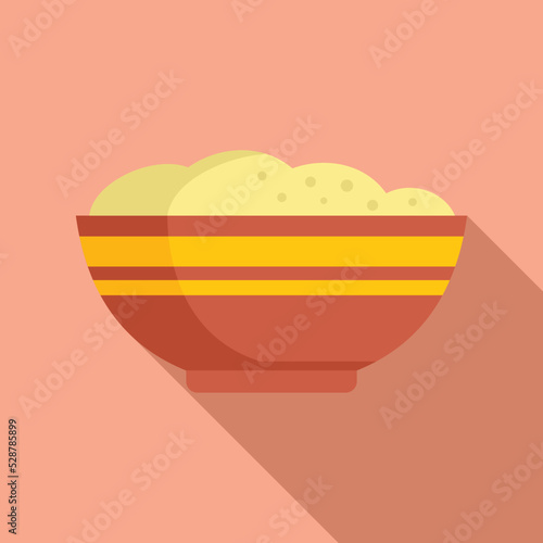 Milk mash potato icon flat vector. Boiled dish. Spoon meal