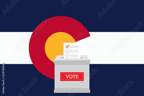 State flag and ballot box. Presidential elections in Colorado state