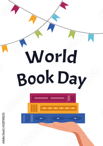 World book day. Concept of reading, development, education. Vector flat illustration.