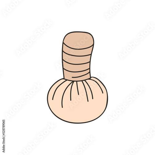Thai Spa massage compress balls, herbal ball and treatment spa colorful doodle illustration. Thai spa massage compress balls colorful doodle illustration