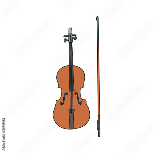 Violin colorful doodle illustration in vector. Violin illustration in vector. Stringed musical instrument