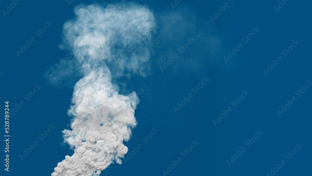 white dense carbon dioxide smoke column exhaust from oil power plant, isolated - industrial 3D illustration white dense carbon dioxide smoke column exhaust from oil power plant, isolated - industrial 3D illustration