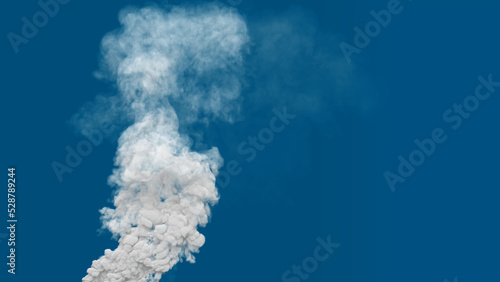 white dense carbon dioxide smoke column exhaust from oil power plant, isolated - industrial 3D illustration