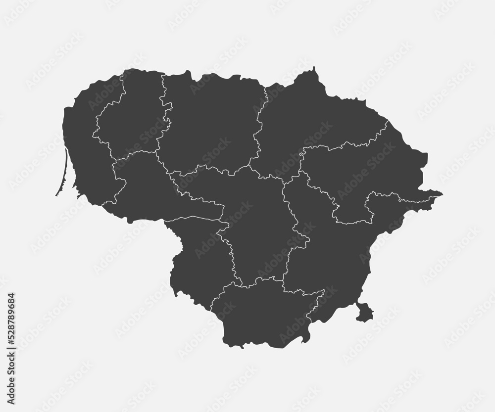 Vector map country Lithuania divided on regions
