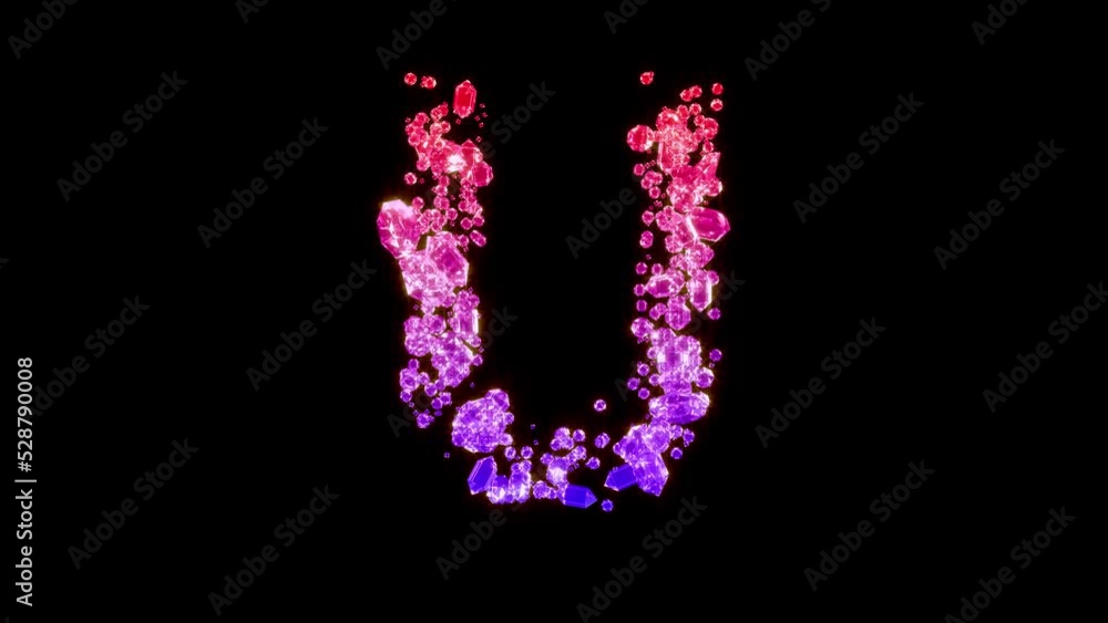 fancy red and pink glamour gems alphabet - letter U, isolated - loop video fancy red and pink glamour gems alphabet - letter U, isolated - loop video