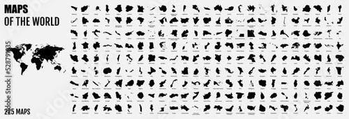 All 225 Complete Countries Map of the World Perfect Icons . A complete maps of the world. Every single country map are listed and isolated with names.