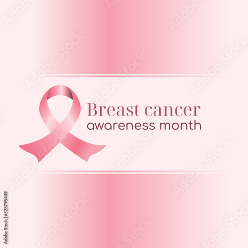Vector banner breast cancer with pink ribbon